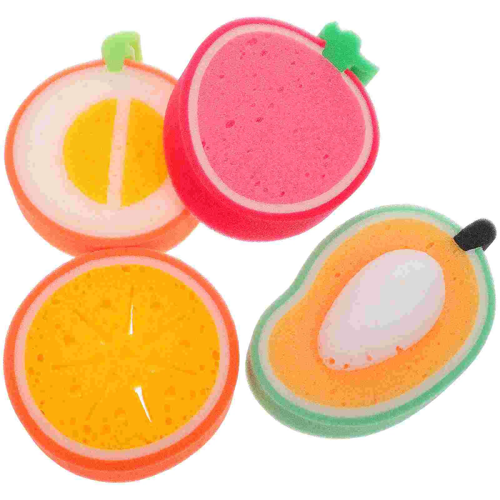 

4Pcs FruitShaped BathSponge for DelicateSkin BodyWash Scrubber ShowerCleaning Tool KidsBathing Foam Sponge Use