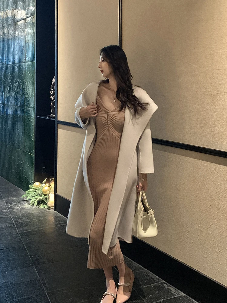 

Двусторонняя куртка-пальто женская с отложным воротником, средней длины, для повседневной носки, однотонная, зимняя, модная