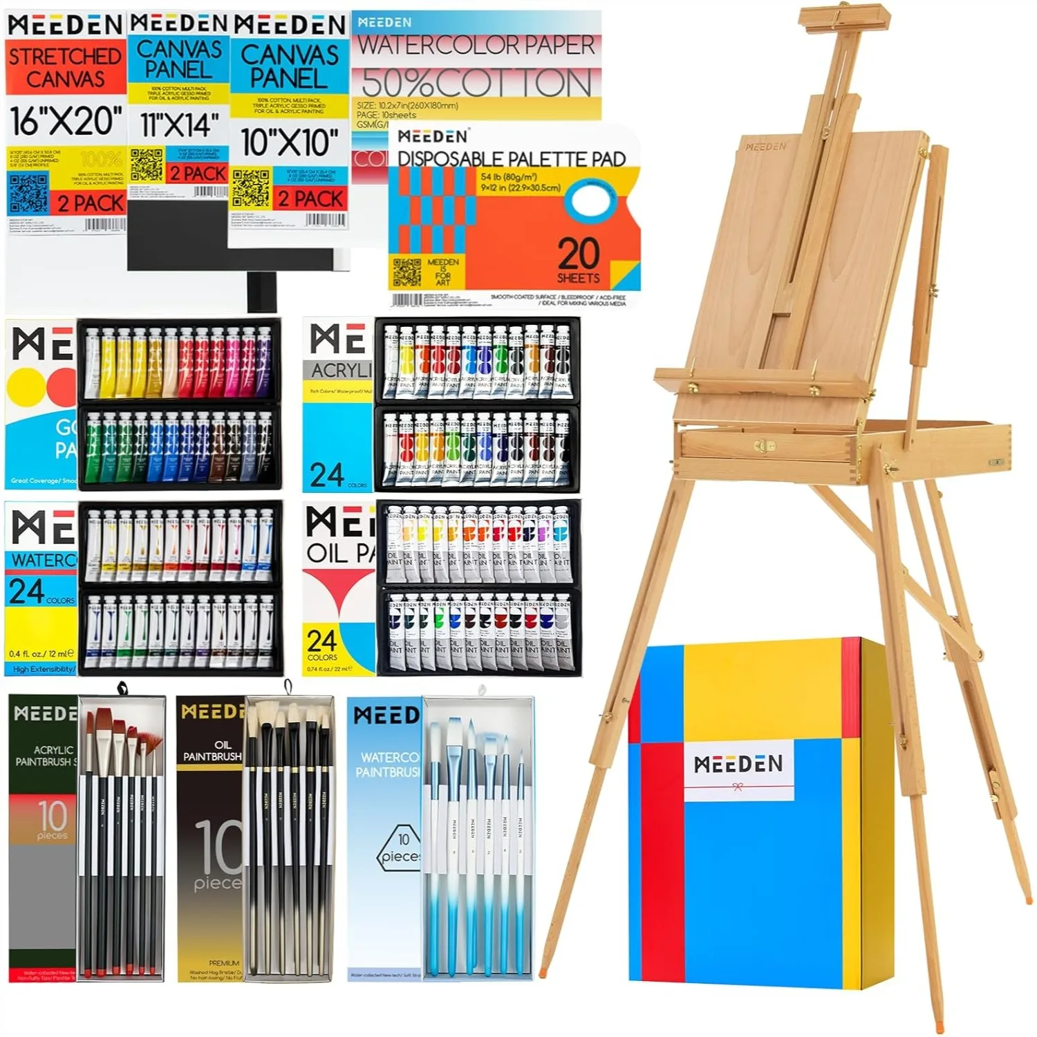 

141Pcs Art Supplies with French Easel for Painting Set for Artists Beginners Adults