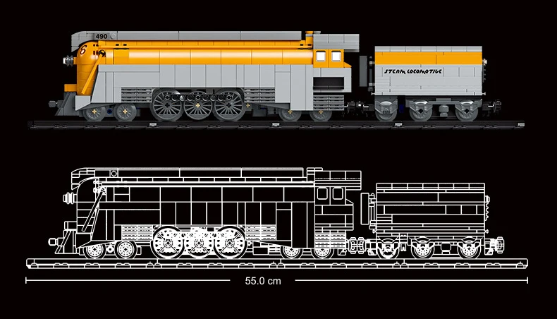 Idea CO490 Baustein-Eisenbahn-Zug-Konstruktionsset, klassische Dampflokomotive, Lernspielzeug, Sammlerstücke, ideal als Geschenk. – Detail 7