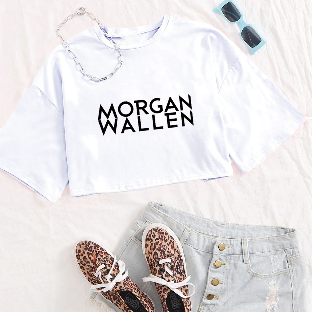 Morgan Wallen One Thing At A Time World Tour 2024 Super-short O-Neck Crop Tops Fans Gift T-Shirt Fashion Girls Short Sleeves