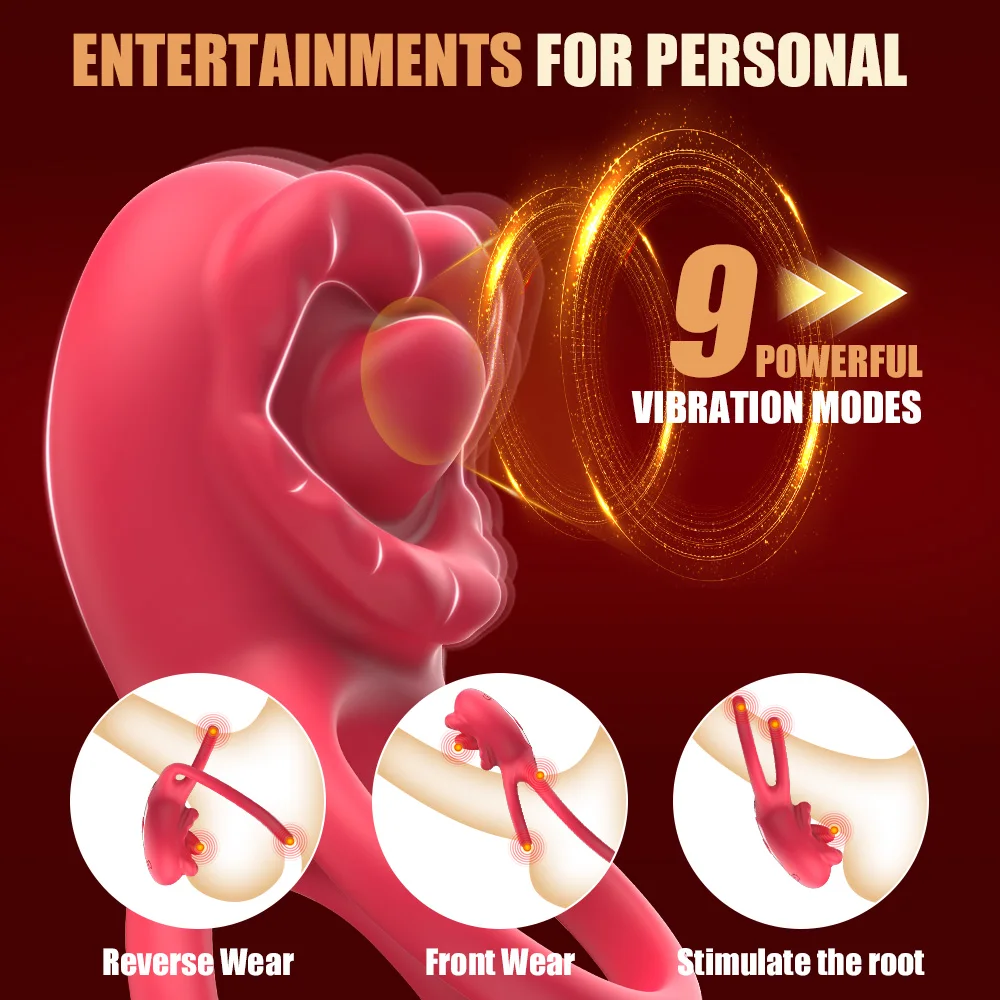 Penis Ring for Men Couple Tongue Licking Clitoris Semen Cock Ring Penis Ejaculation Delayed Vibrating Cock Ring Erotic Sex Adult view 4