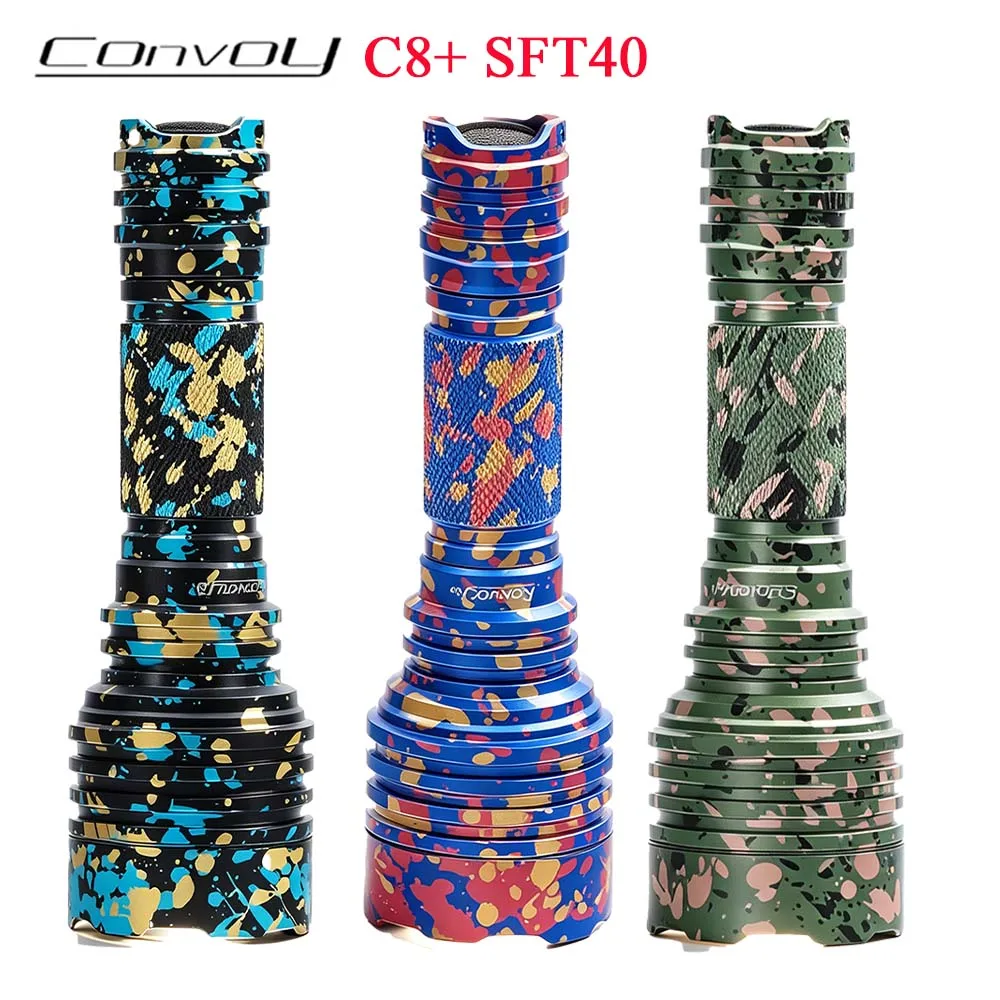 Convoy C8+ Camouflage Color 18650 SFT40 Flashlight 2000 Lumen Tactical Hand Torch for Camping Hiking