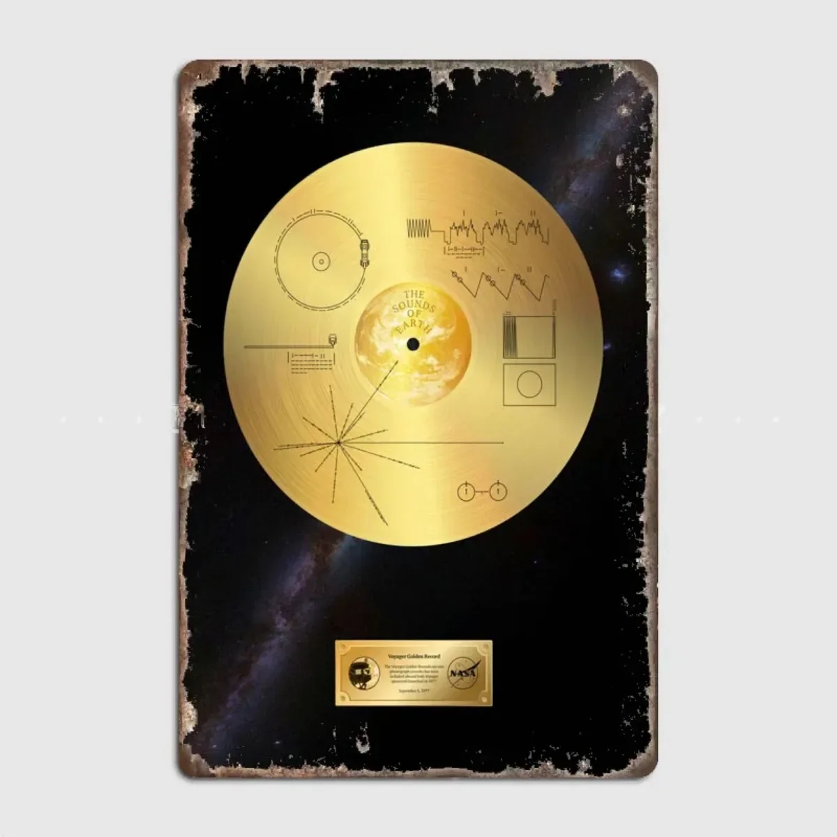 Voyager 1 Golden Record Metal Sign Club Bar Plates Wall Mural Design Tin Sign Postercustom-made