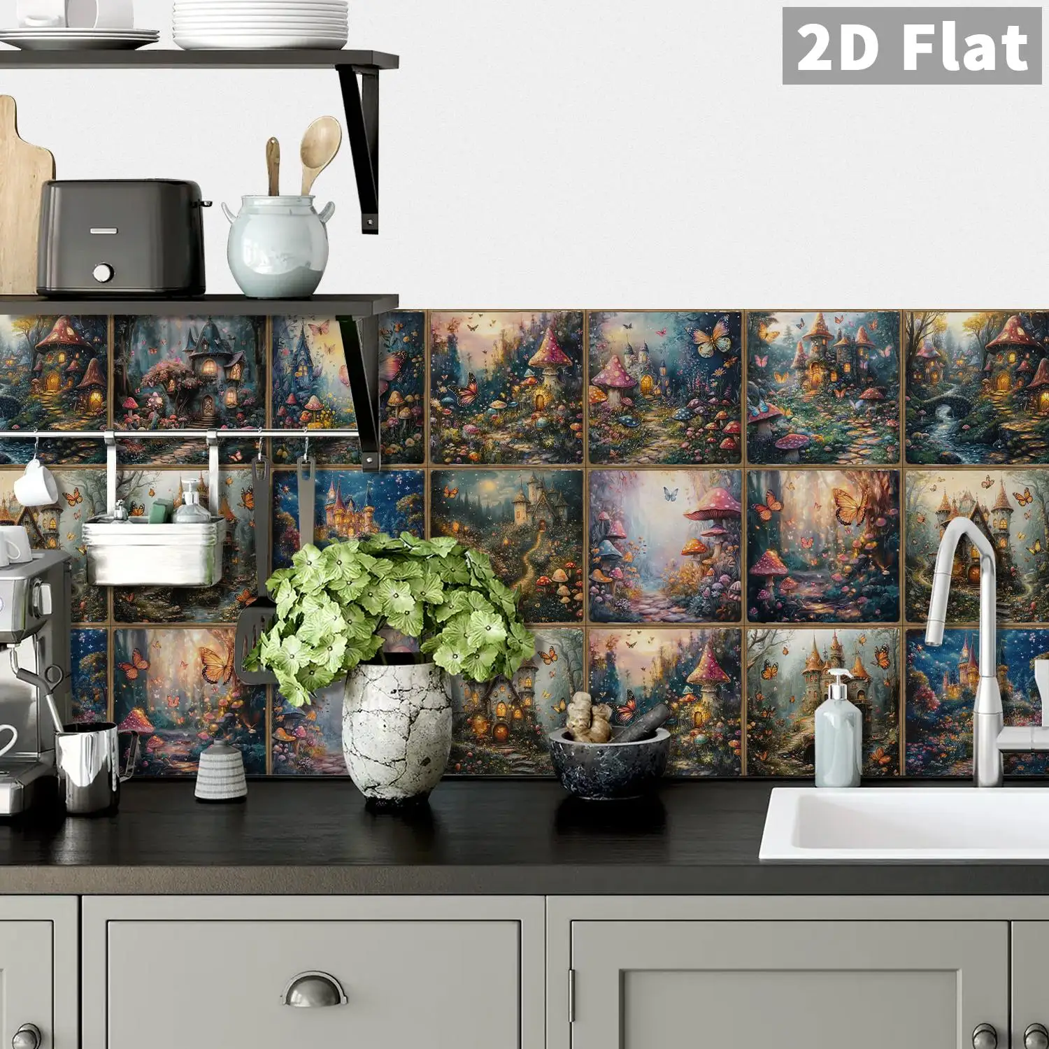 

Fairy Tale Scene Art Ceramic Tile Stickers Bathroom Children's Tenant Hall Fairy Tale Theme Space Decorative Stickers