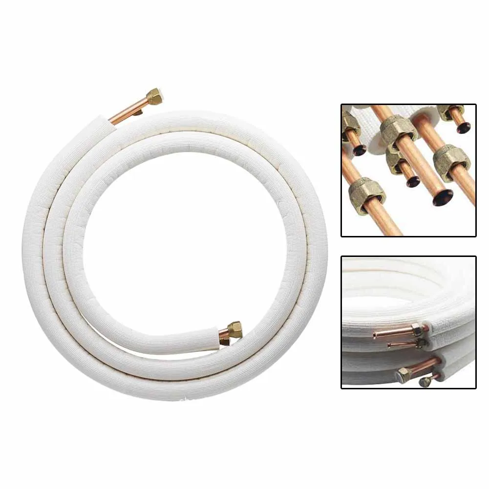 1 Pair Triple-Layer Insulated Thickened Copper Air Conditioner Connecting Pipe With Pre-Flared Ends For HVAC System