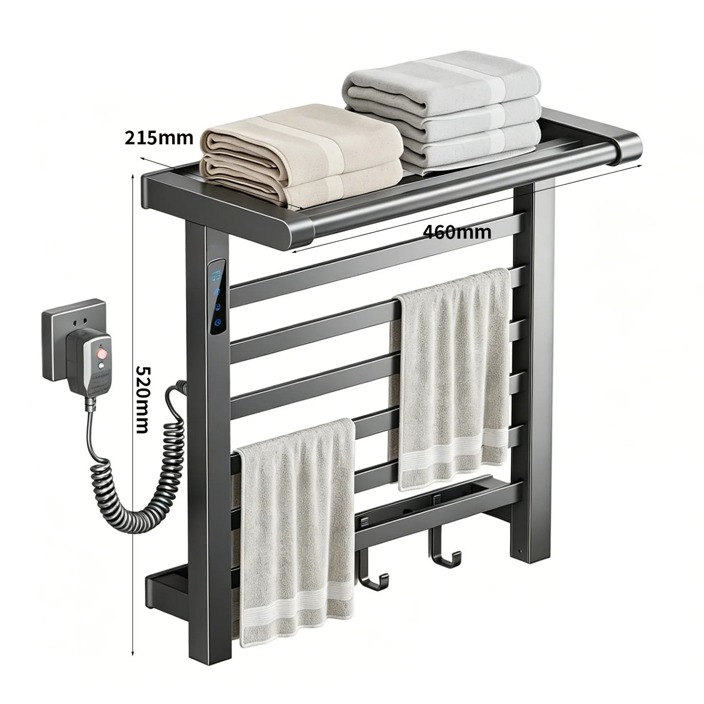 Foldable Smart Electric Heated Towel Warmer Rack Modern Space Aluminum Powder Coated Organizer Shelf Bathroom Accessory for Home