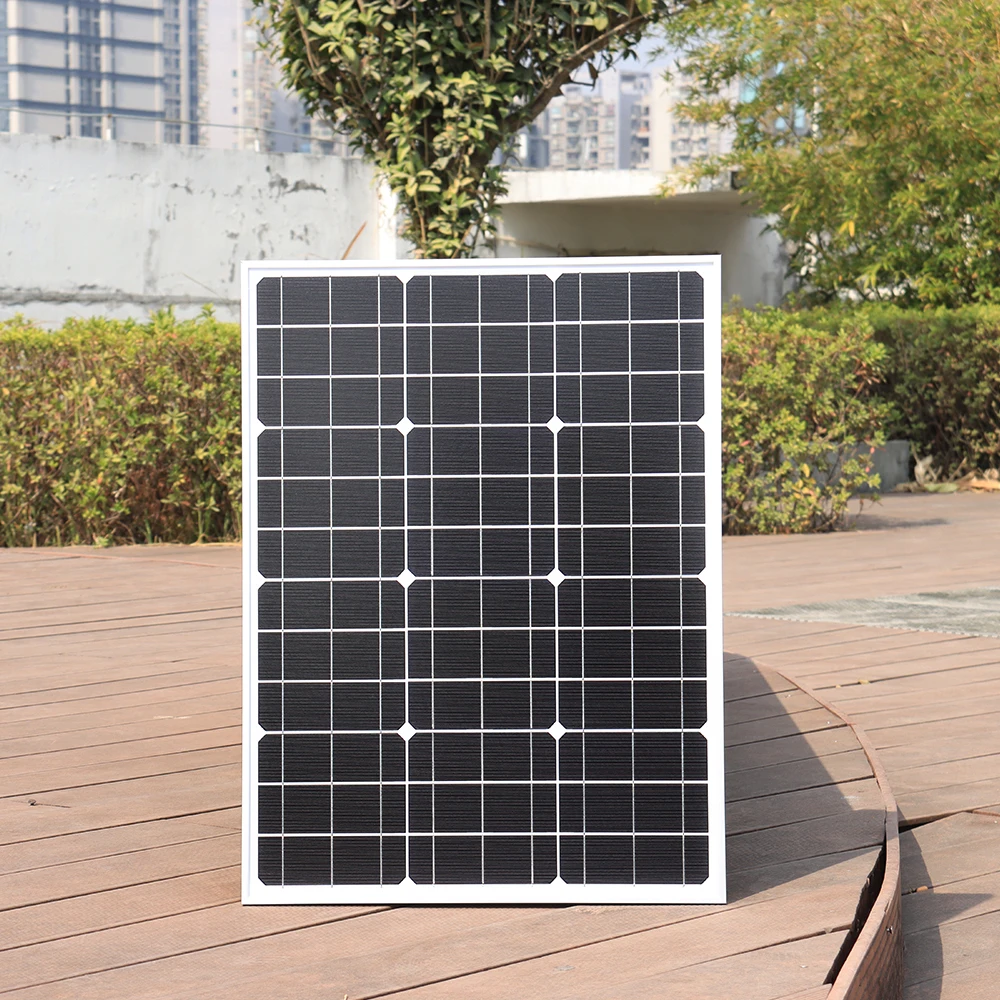 50W Rigid Glass Solar Panel Monocrystalline Cells High-efficiency Power Generation PV System For Home RVs Car Roof Street Lamp