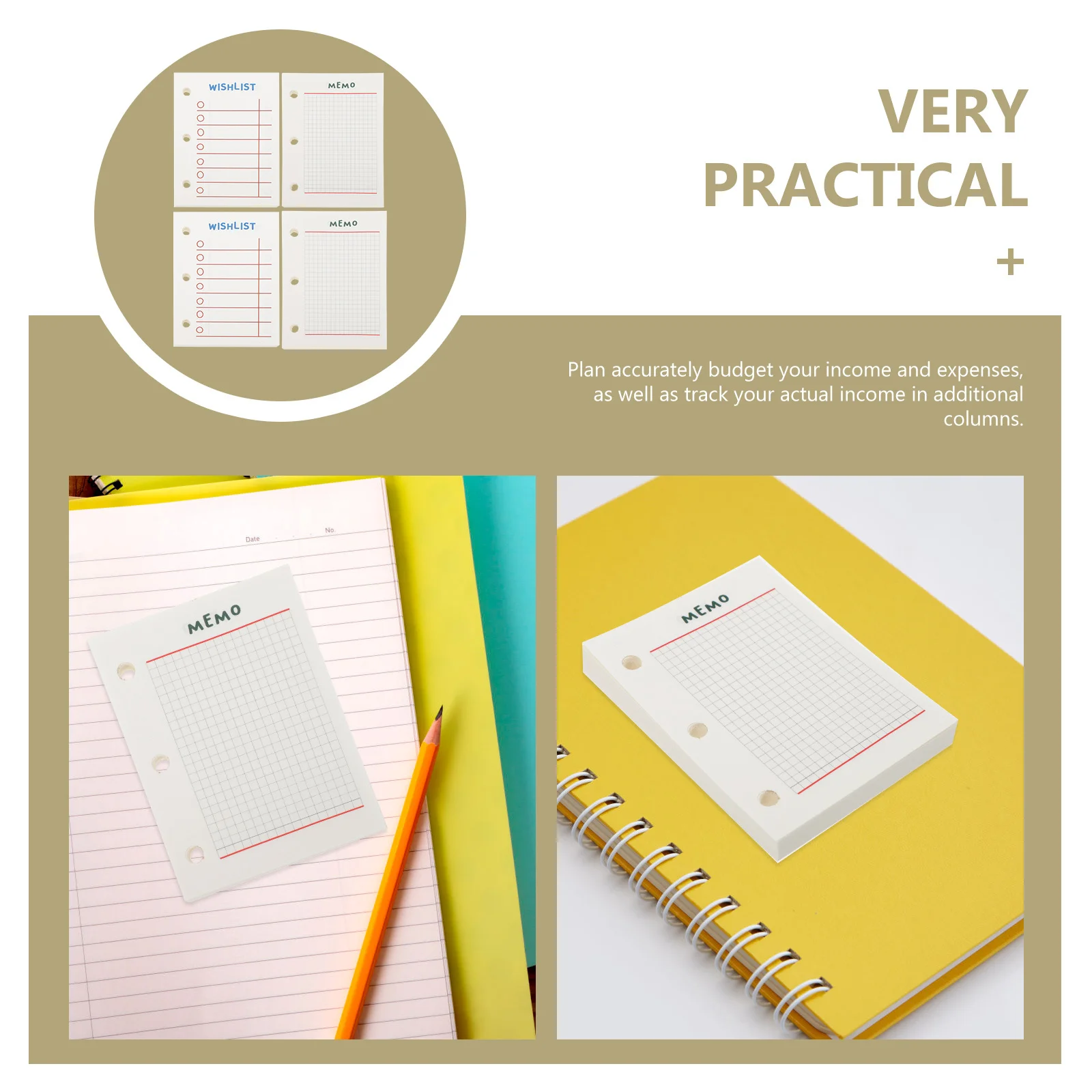 

4pcs Detachable Notebook Replacement Cores Inner Paper Refill For Student Stationery Three-Holes Loose Leaf Notepad Papers