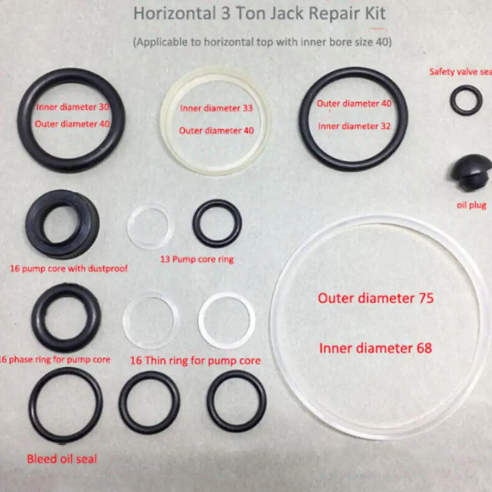 3 Tons Horizontal Jack Accessories Hydraulic Plunger Piston Oil Seal 3T Horizontal Repair Kit Set