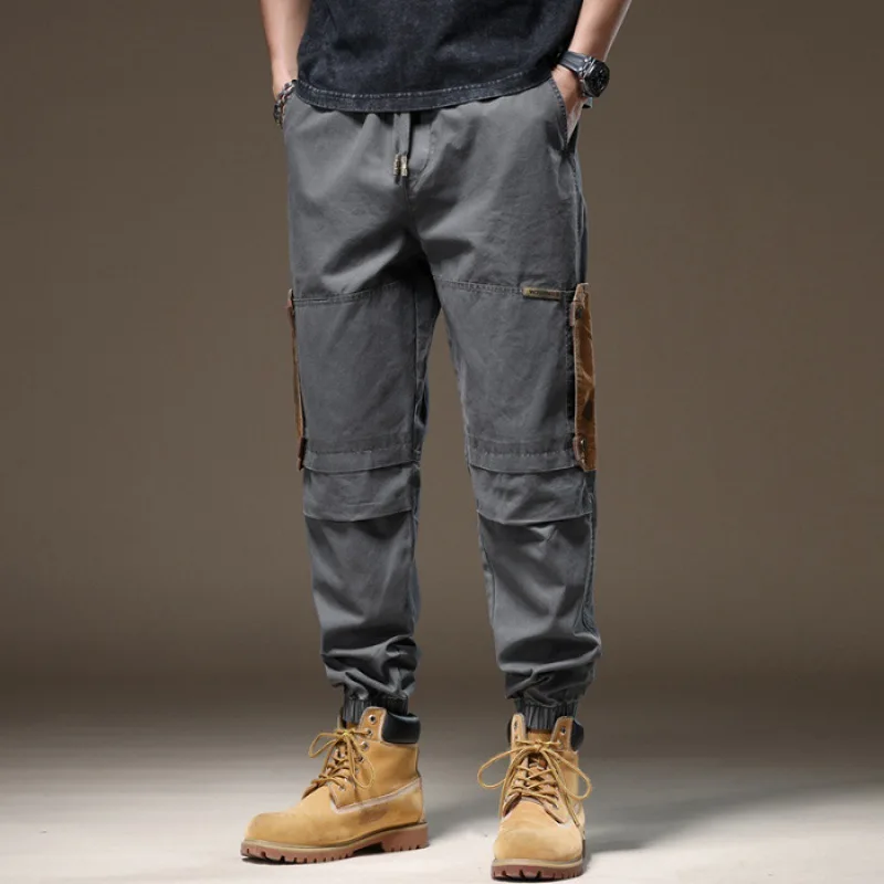 

Workwear Retro Minority Stitching Spring and Summer Thin 2024 American Casual Pants Men's High Street Slim-Fit Ankle-Tied Pants