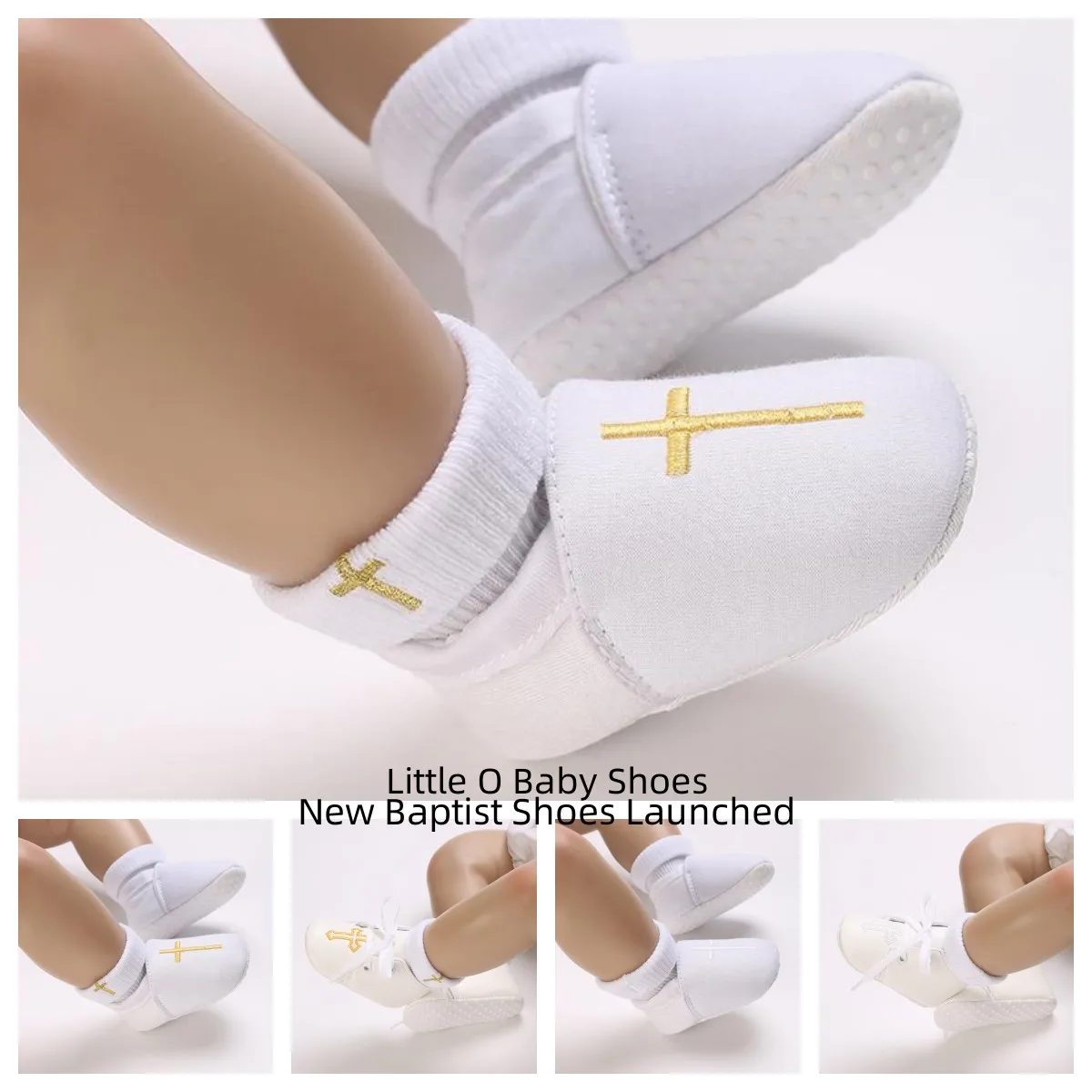 

VALEN SINA 0-18 Months Baby's First Baptist Shoe: Newborn Boys and Girls' White Baptist Shoes Soft Sole Walking Shoes