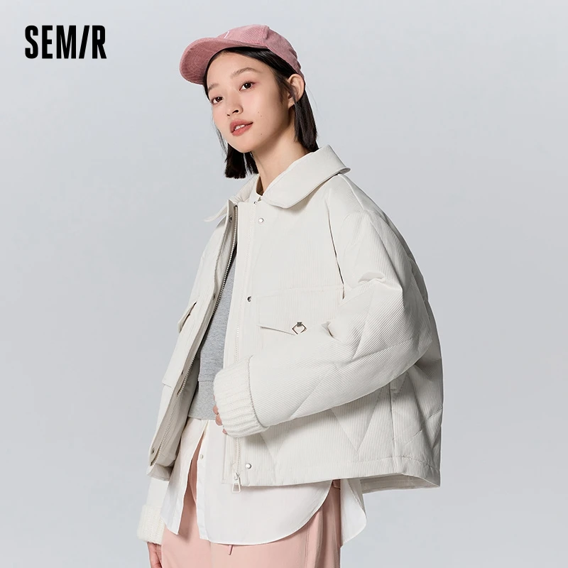 Semir Donsjack Dames Revers Oversized Veelzijdig Eenvoudig 2023 Winter Nieuwe Textuur Zacht Zoet Donsjack