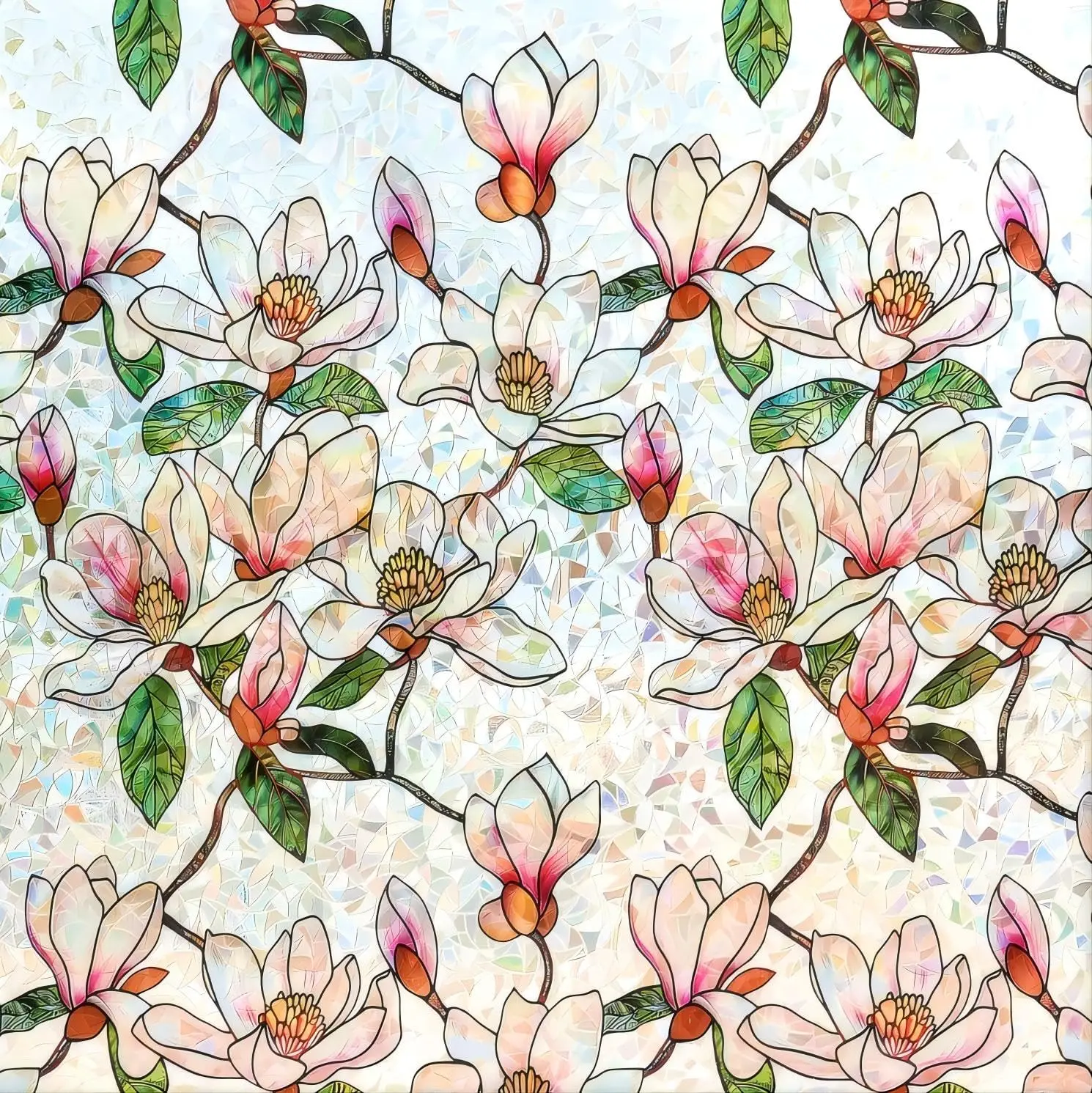 

Stained Glass Window Film - Rainbow Privacy UV Block, No Glue, Easy Install 45.2"x157.4"
