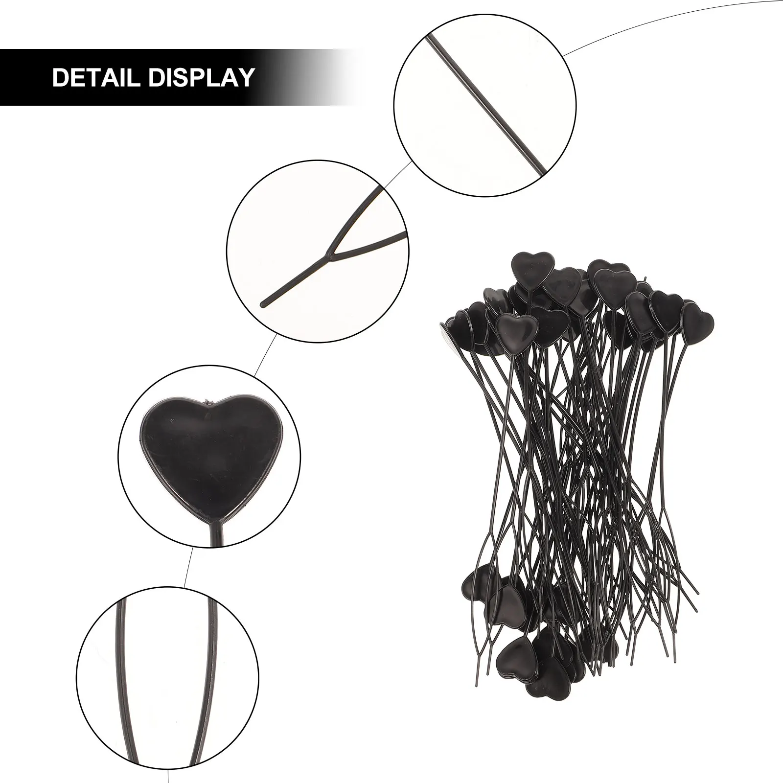 

50Pcs Hair Styling Tool Heart-Shaped Plastic Ponytail Clip Fast DIY Hair Braid Tool Party Banquet Accessories Black