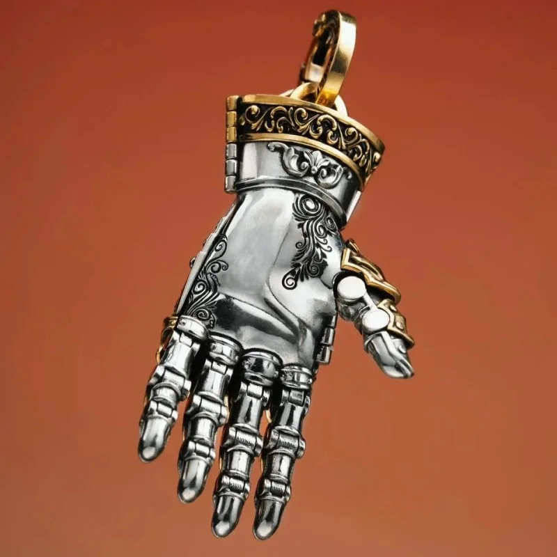 Gothic God's Hand Charm Pendant for Men Unique Artwork Vintage Mechanical Hand Copper Necklace Jewelry Gift High Quality