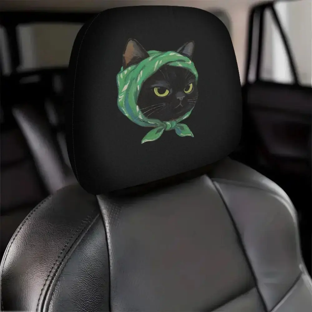 2pcs Elastic Stretch Fabric Car Headrest Covers Soft Material Lightweight Halloween Car Covers Non-Slip Easy To Take Off 4
