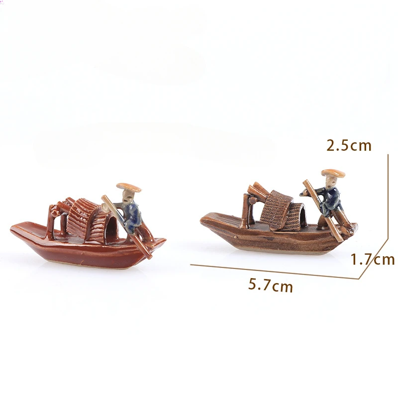 1 pc Ceramic handicraft boat fish tank landscape decoration small ornaments for fish tank