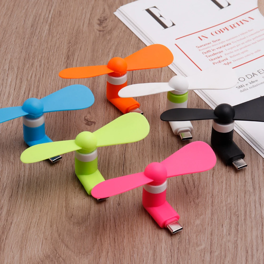 

6pcs Phone Mini Fan Type-C Smartphone Fan Portable USB Cooling Fan for Travel Bus Subway (Mixed Color)
