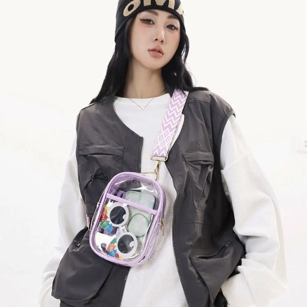

Cosmetic Bag Square PVC Transparent Chest Bag Portable Travel Clear Crossbody Bag Simple Cute Mobile Phone Storage Bag Sports