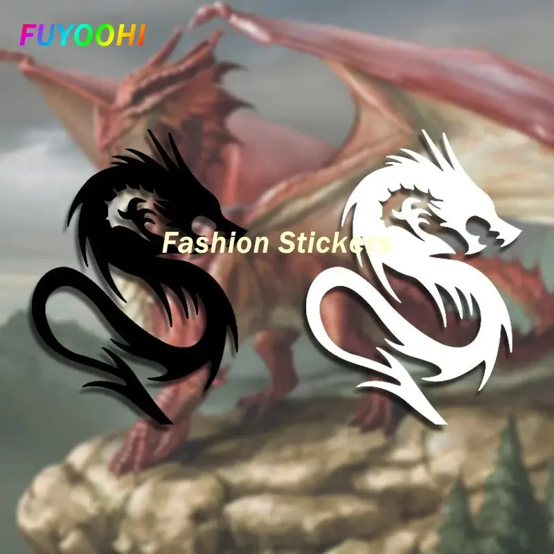 FUYOOHI Funny Stickers Dragon Totem Silhouette Car Stickers Bumper Decals Vinyl Car Wrap Fashionable Camper Windshield Decals