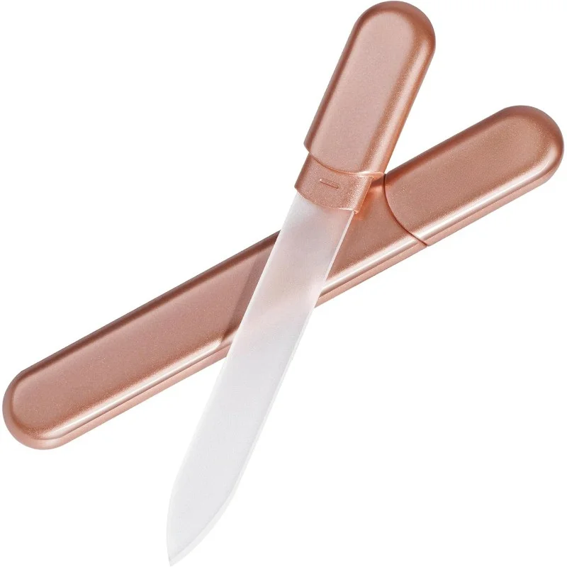 Glass Nail File for Nails Crystal Nail Files Thick Glass Fingernail File Double-Sided Etched Gentle Nail Care Stocking Stuffers