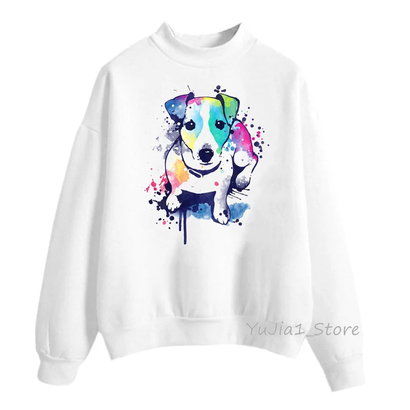 new watercolor Jack russell terrier print sweatshirt women cute hoodie dog lover clothes winter clothes sweat femme streetwear