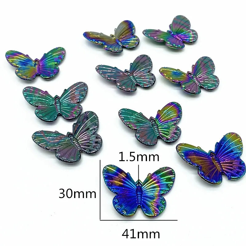 10 pcs/lot Butterfly Shape Beads Multi Gradient Color Acrylic  For Jewelry Making Handmade DIY Accessories