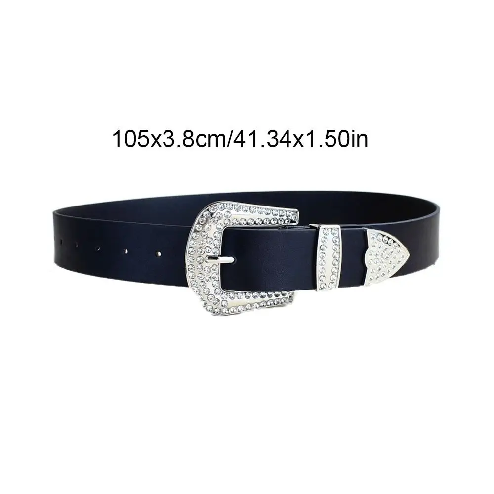 All-match PU Leather Rhinestone Belt Y2K Pin Buckle Women Belt Street Styles Alloy Jeans Waistband Cool Girls