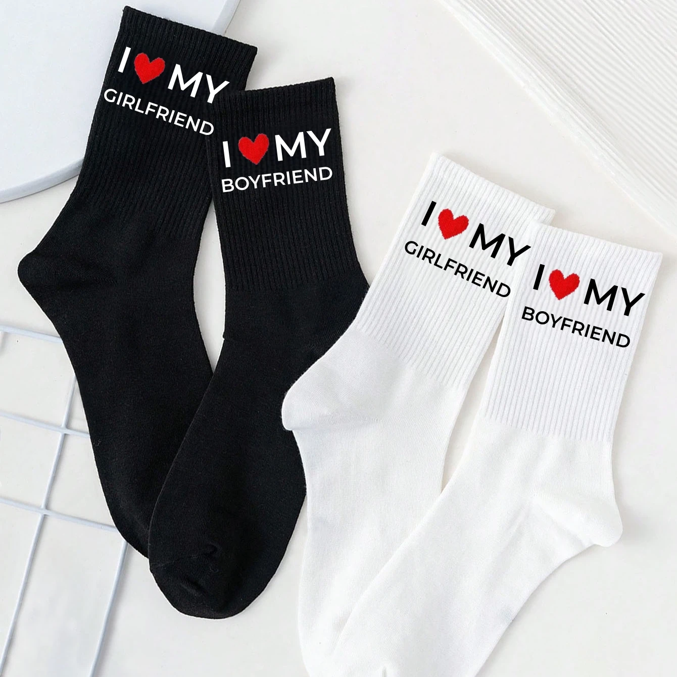 Funny I Love My Girlfriend Boyfriend Couple Socks Matching Lovers Gift Letter Crew Socks Men Women Streetwear Spring Summer