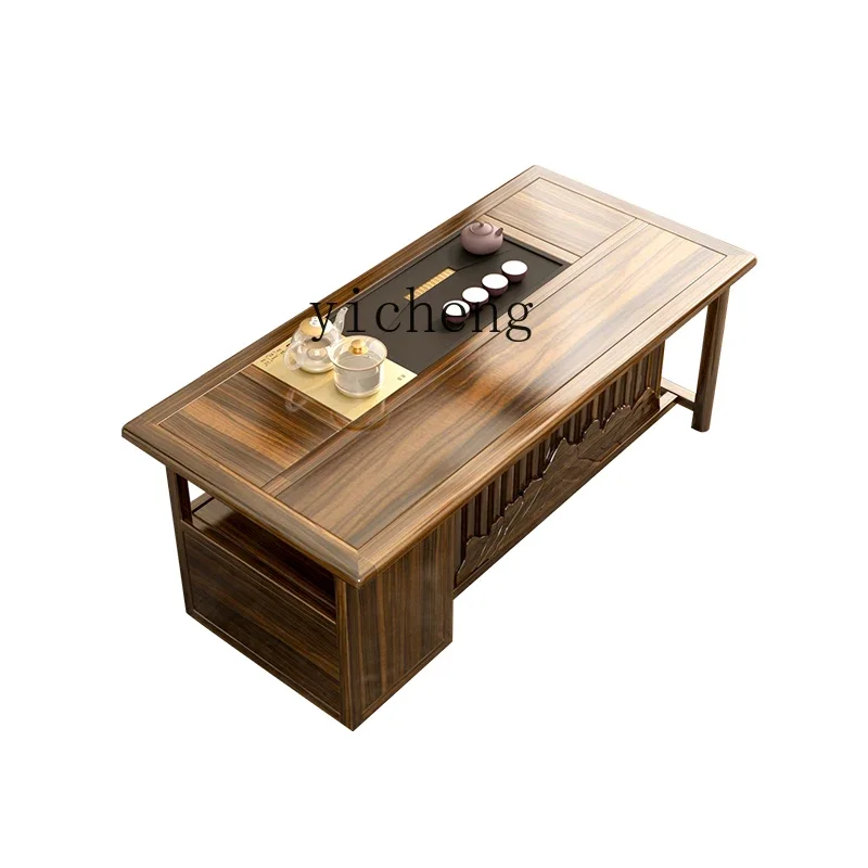

Table-Chair Set Tea Making Household Solid Wood New Chinese Kung Fu Tea Table Large Board