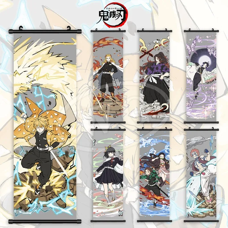 Anime Demon Slayer Hanging Scroll Painting HD Inkjet Canvas Decorative Painting Modern Living Room Mural Poster