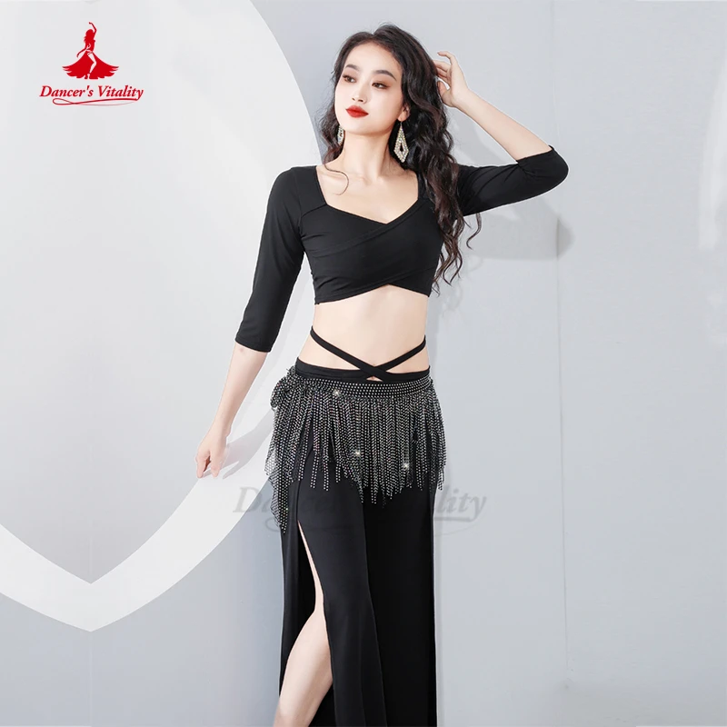 

Belly Dance Training Suit Winter Half Sleeve Top+Split Wide Leg Pants 2pcs for Women Belly Dancing Wear Outfit Exotic Dancewear