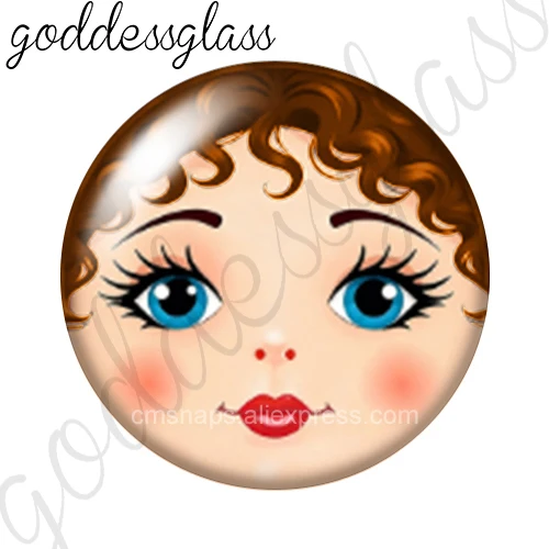 Curly hair bangs Matryoshka doll Girl Face 12mm/18mm/20mm Round photo glass cabochon flat back findings snap buttons DIY jewelry view 4