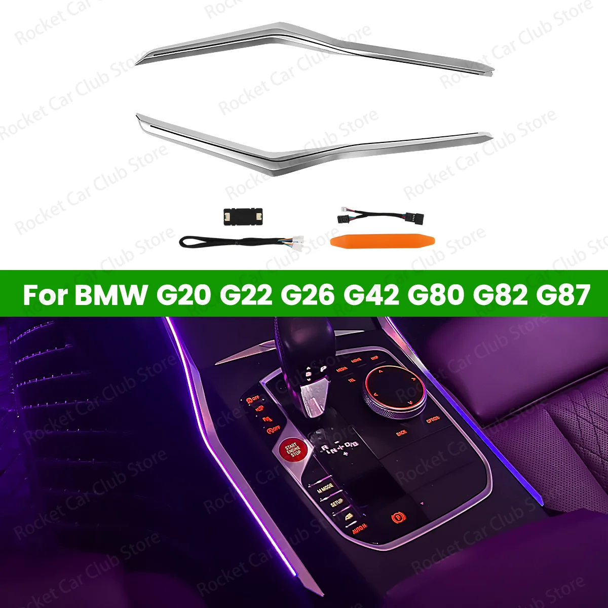 

For BMW New 3/4 Series G20 G22 M3 M4 Car Console Saddle Light LED 11 color adhesive center console saddle light ambient light