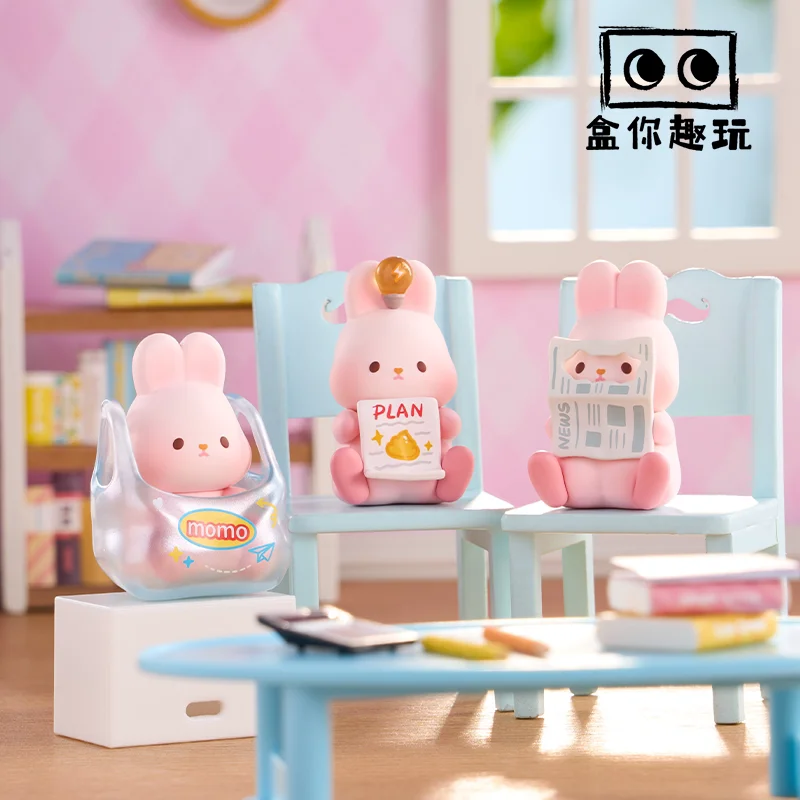 Echte Momo Bunny Fun Life Series Mini süße Blindbox Blind Bag süße Desktop-Ornamente Set handgemachte Urlaubsgeschenk Mädchen neu