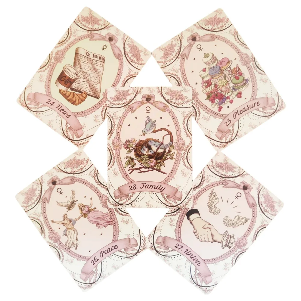 10.4*7.3cm The Rosebelle Oracle 65 Pcs Cards (includes 1 Special Card) Crafted To Be Lovely and Romantic 12 Zodiac Signs