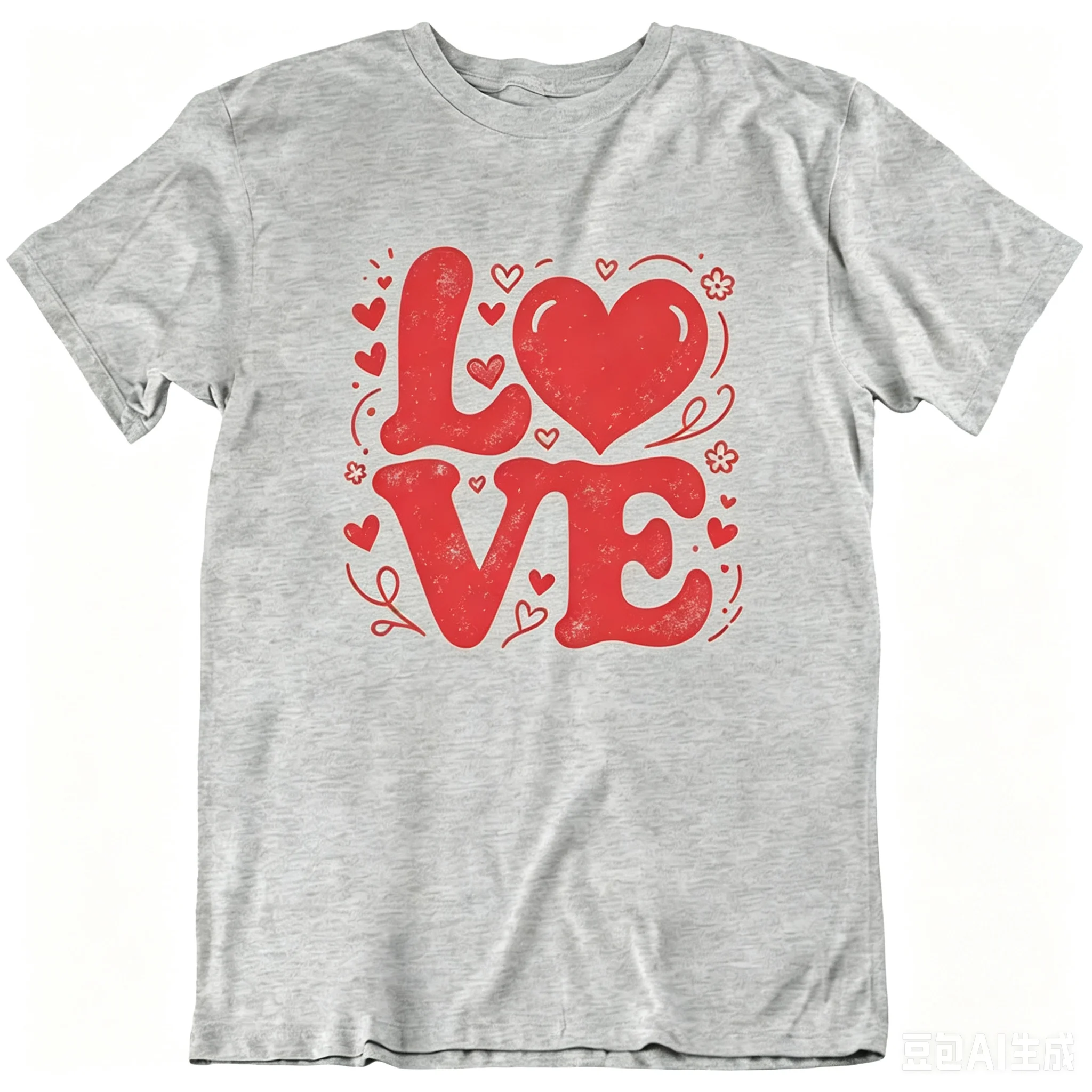 Valentine's Day Retro LOVE Heart Flower Graphic Tshirt Vintage Distressed Couple Matching Tee