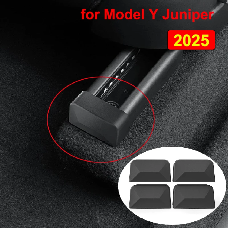 4pcs Rear Seat Slide Rail for Tesla Model Y Juniper 2025 LAUNCH Model 3 Highland 2024 Anti-Kick TPE Rubber Plug Protection Cover
