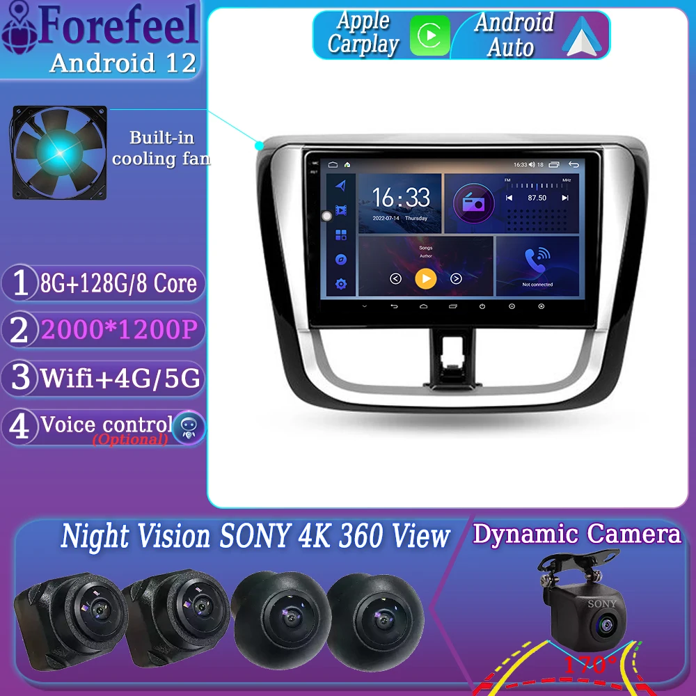 

Android12 For Toyota Vios Yaris L 2016 - 2019 Multimedia Car Monitor Lettore Autoradio Player GPS Navigation TV Stereo Radio