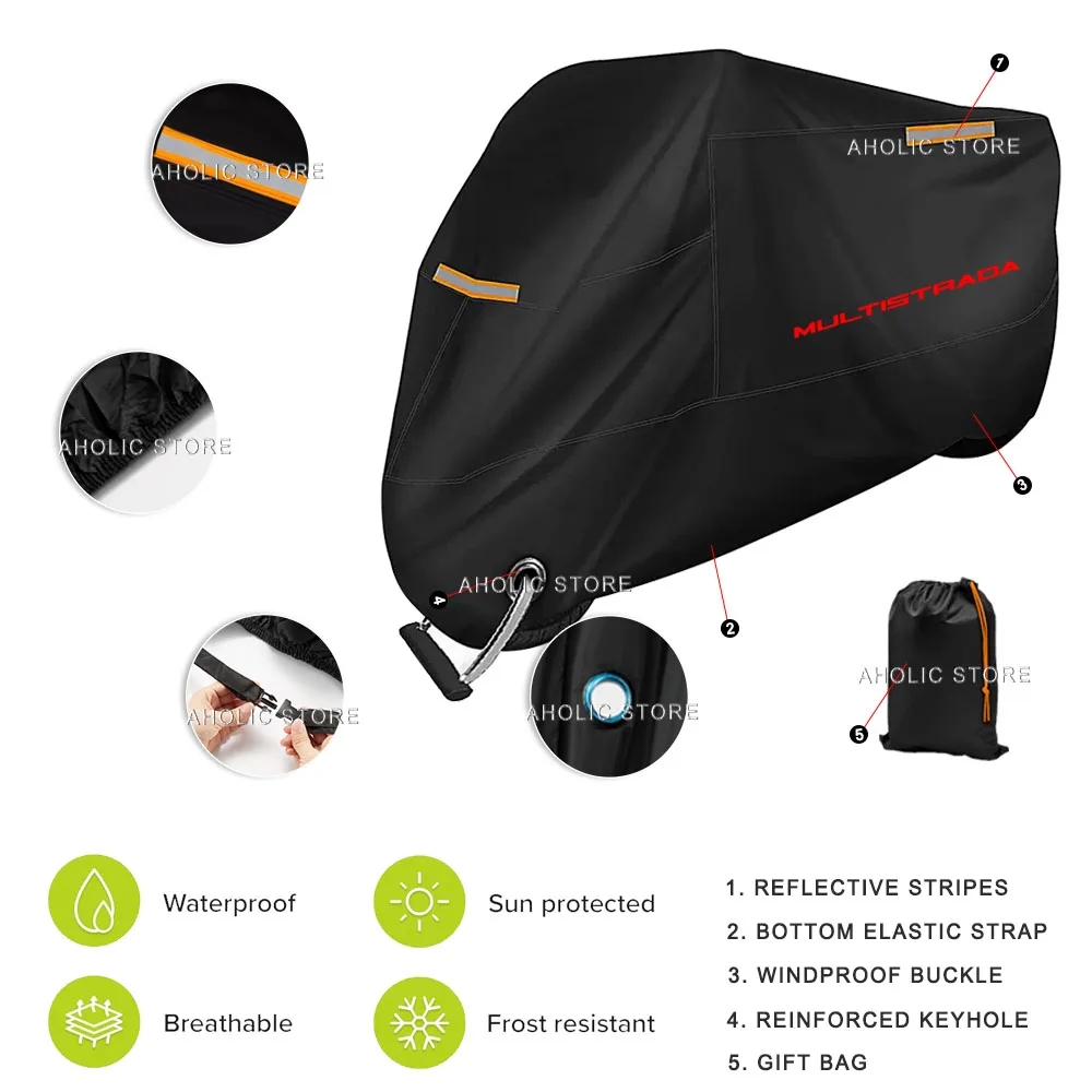 Motorcycle Cover UV Protection Dustproof Snowproof Outdoor All Years Motorcycle Waterproof Cover For  Multistrada 1200