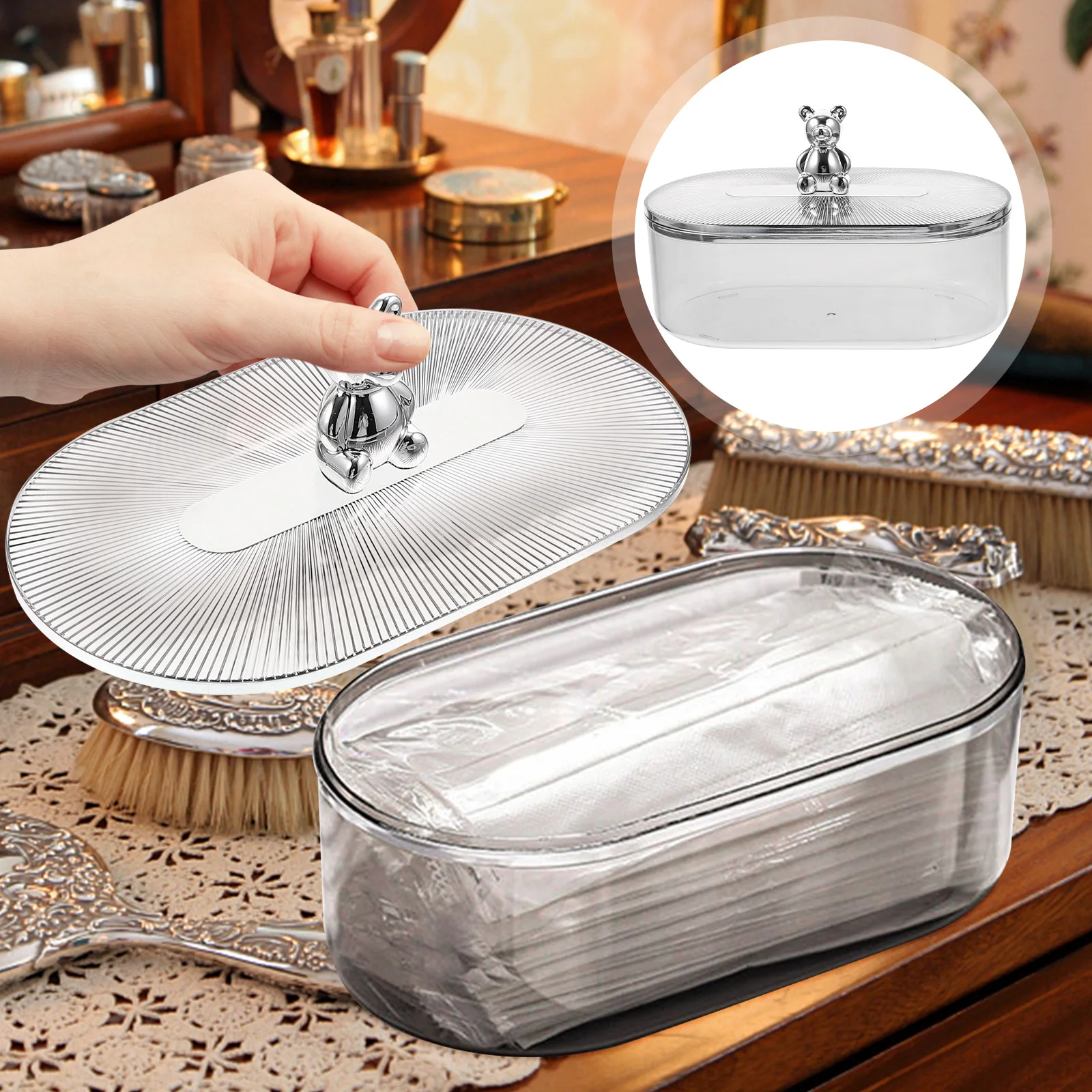 

Multifunctional Acrylic Mask Storage Box With Lid Large Capacity Desktop Organizer For Home Office Trinket Jewelry