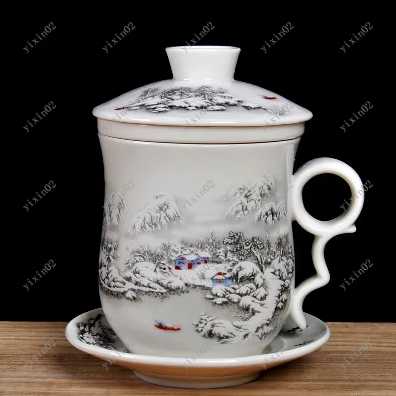 

Керамическая чашка для чая с заварочным ситом и крышкой для личного чаепития в офисе и дома