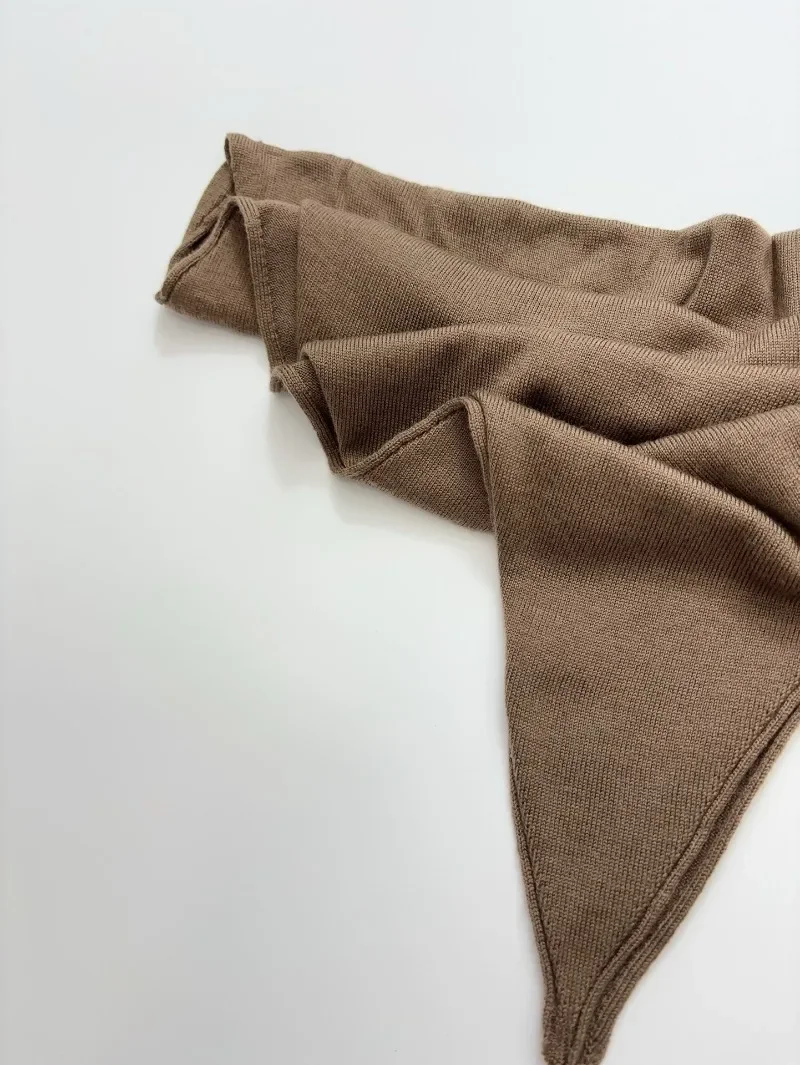 Winter Wool Curled Triangle Scarf for Women