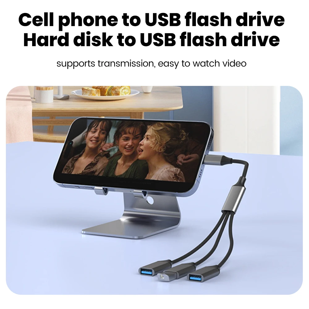 3 في 1 كابل مقسم USB USB أنثى إلى USB A ذكر Hub USB 2.0 أنثى إلى نوع c ذكر محول موسع للطابعة الكمبيوتر U القرص #5