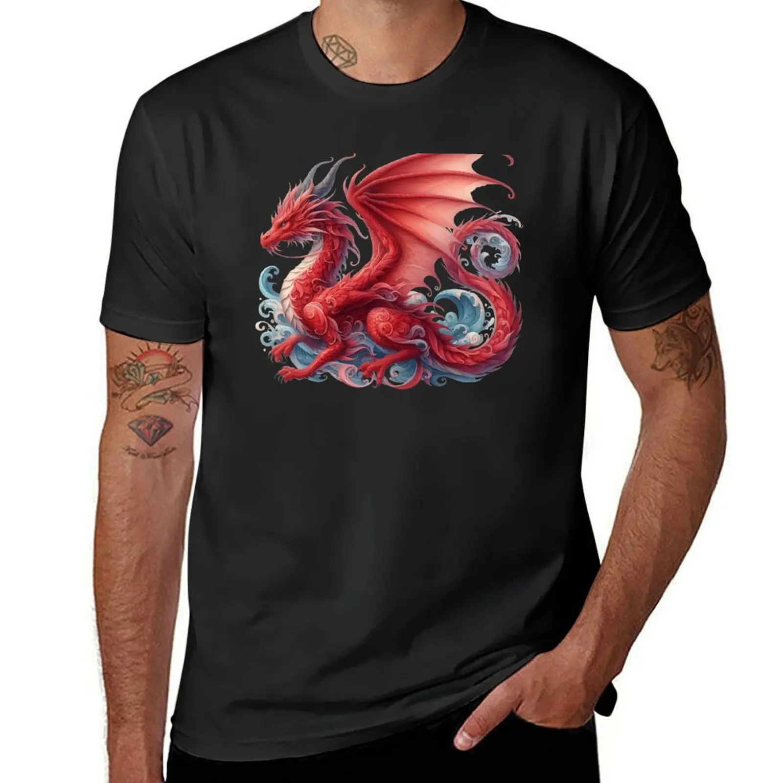 Dragon's Lair: Mystical Fantasy T-Shirt Design T-Shirt boys whites blacks kawaii clothes Men's t-shirt