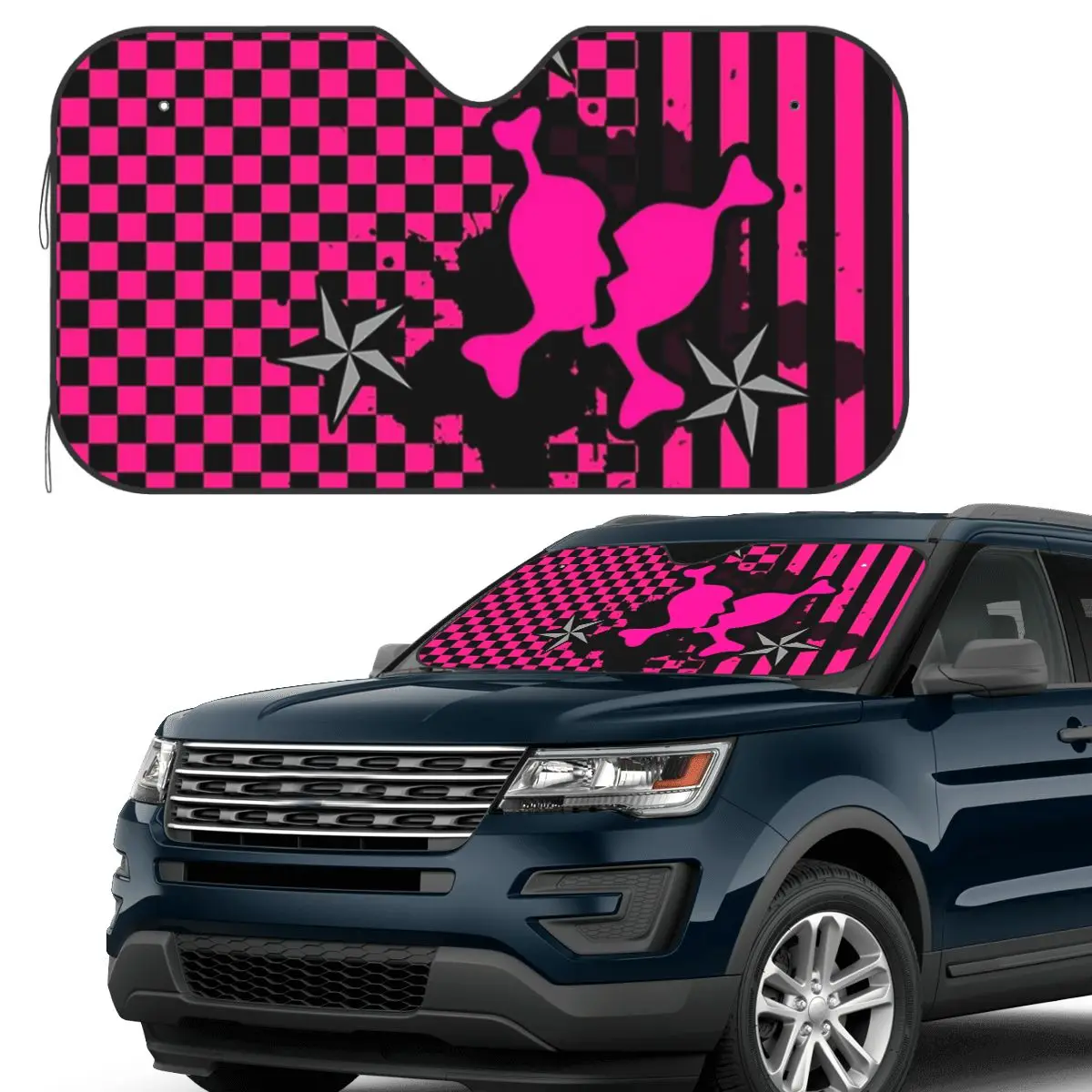 

Punky Pink Emo Sunshade Windscreen Car Front Windshield Window Sun Visor Accessories Covers