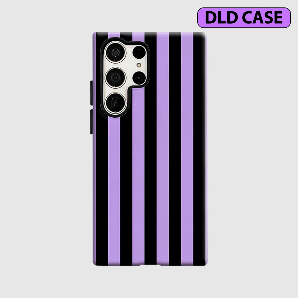 Purple Stripe Phone Case for Samsung Galaxy S26 S25 Ultra S24 S23 Ultra Plus Shockproof Double Layer Tough Back Cover