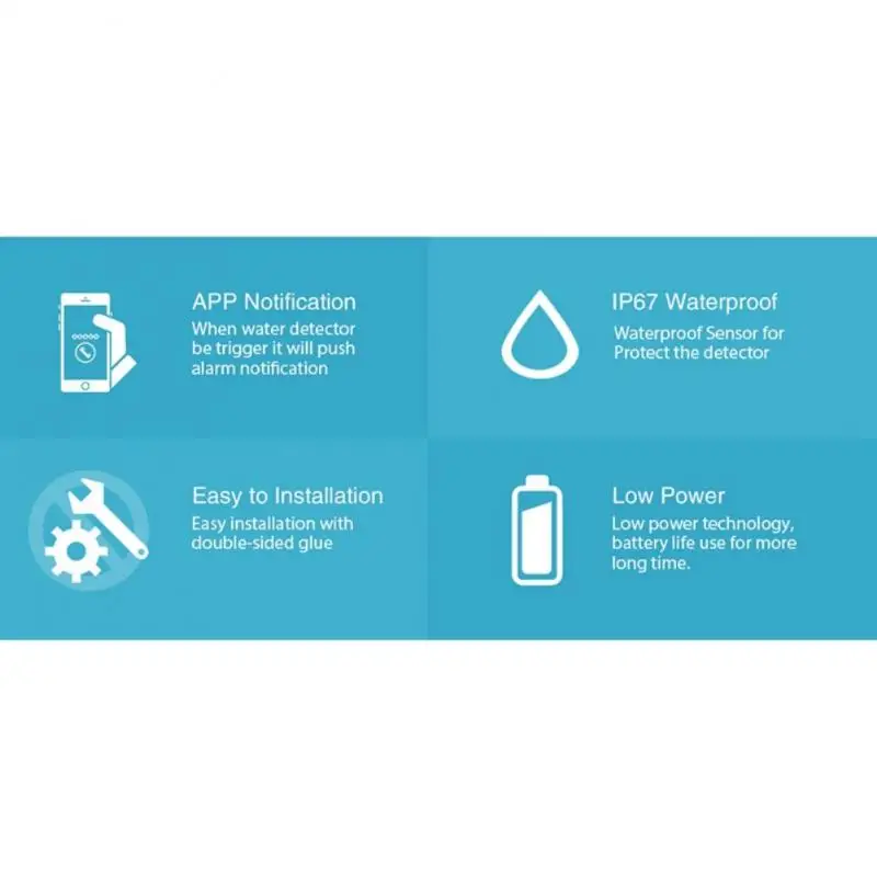 Sensor de vazamento de água wi-fi, alarme de segurança em tempo real, detector de vazamento de água, alerta de transbordamento, à prova d'água, casa inteligente para alexa e google