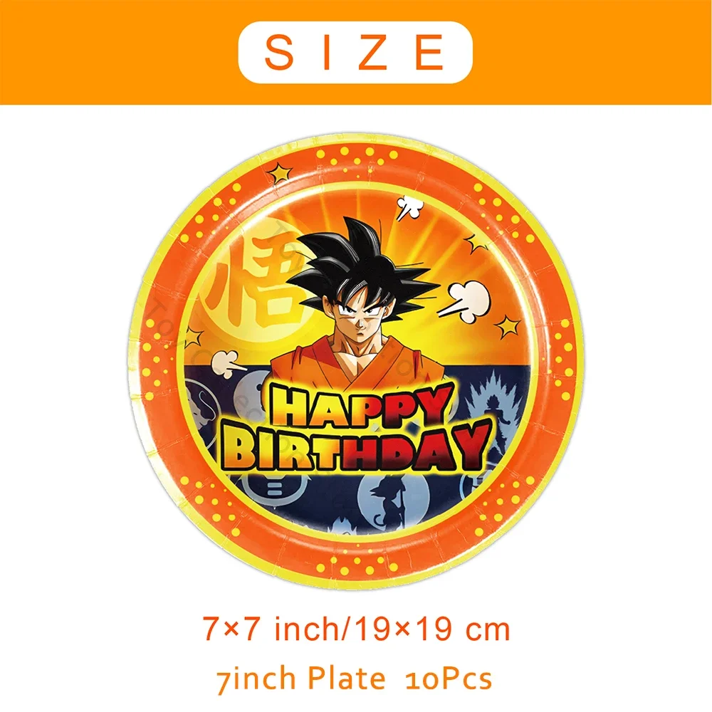 Goku Dragon Ball Z Anime Figure Latex Foil Ballon Party Supplies Paper Plate Cup Tableware Party Toy Gift Supplies Wall Hanging